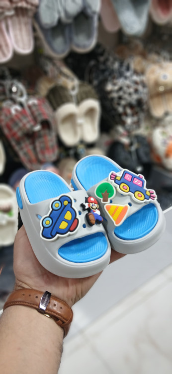 دمپایی ماشینی پسرانه آبی آسمانی