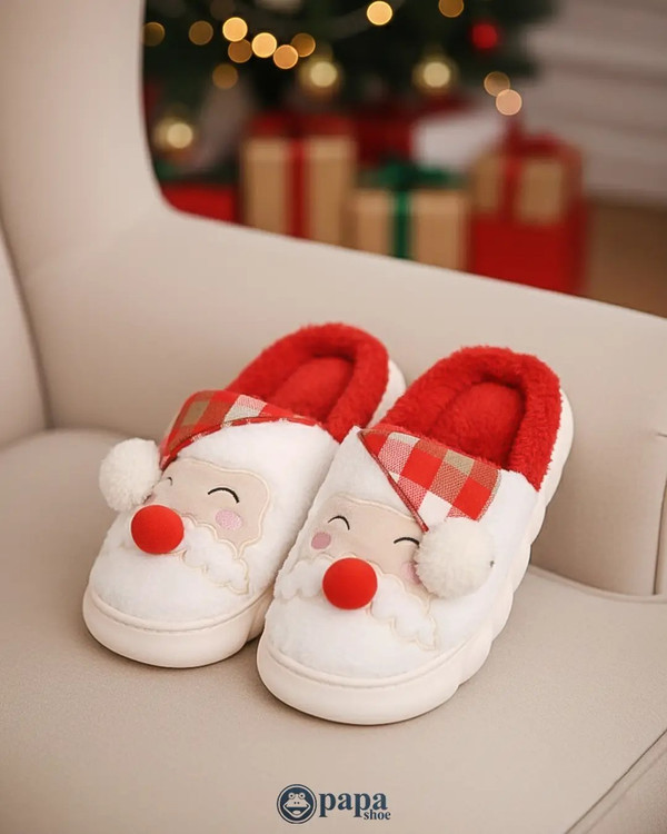 دمپایی پولیشی بابانوئل زنانه و دخترانه گرم و نرم و راحت