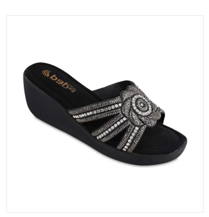 صندل زنانه مشکی مدل لونا ، زیره pu سبک و راحت