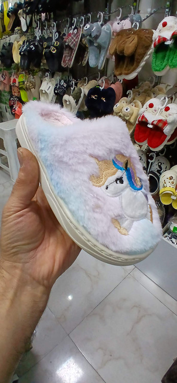 دمپایی پولیشی تک شاخ دخترانه گرم و نرم و راحت