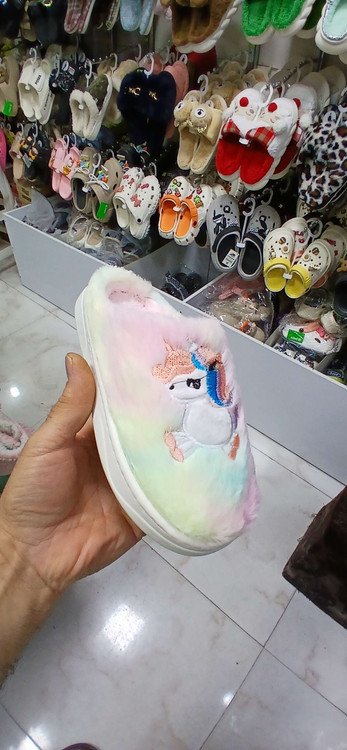 دمپایی پولیشی تک شاخ دخترانه گرم و نرم و راحت