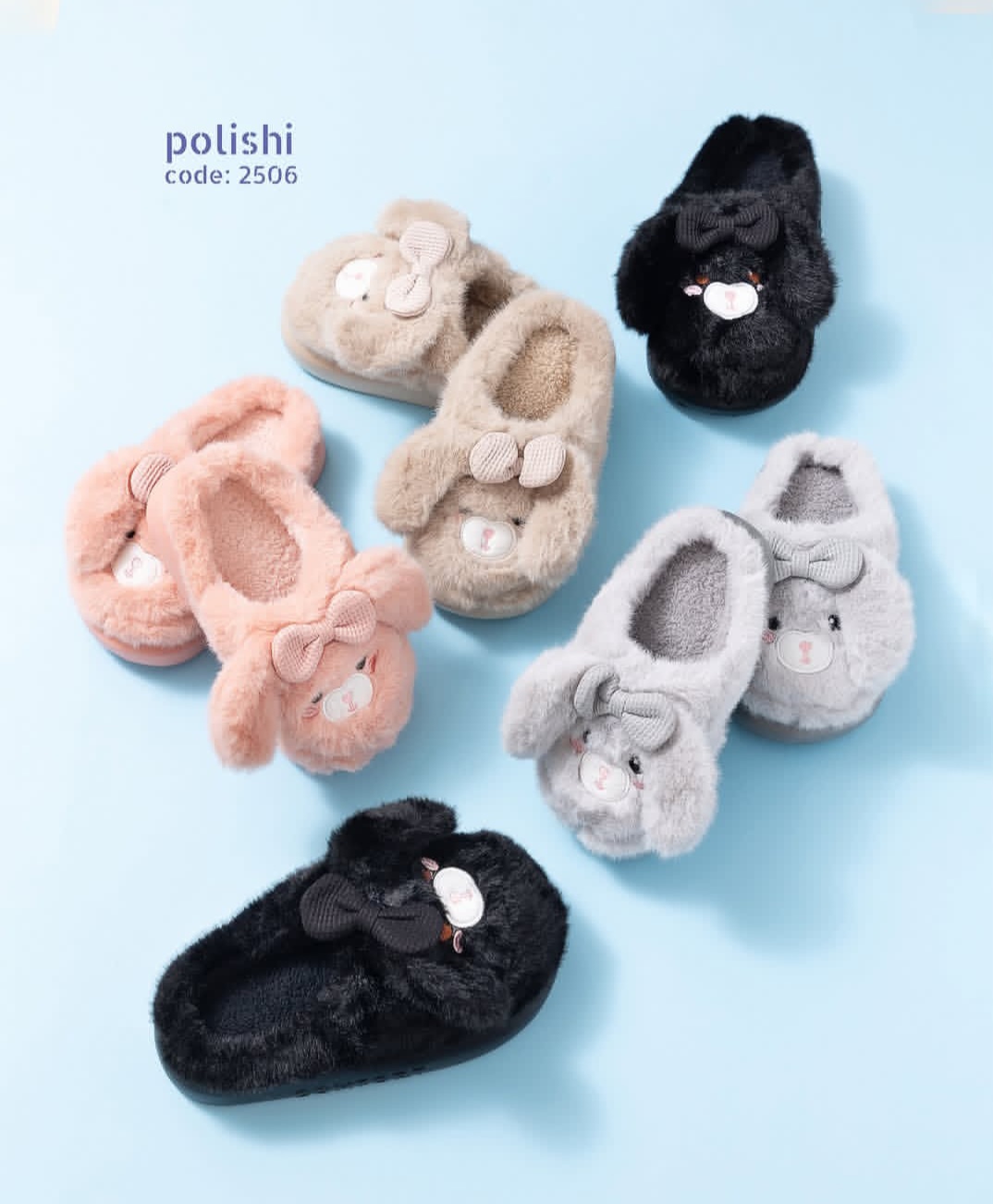 دمپایی پولیشی دخترانه و زنانه مدل لپ ، گرم و نرم و راحت