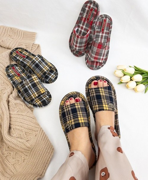 دمپایی پولیشی زنانه و دخترانه مدل اسکاتلندی ، گرم و نرم و سبک