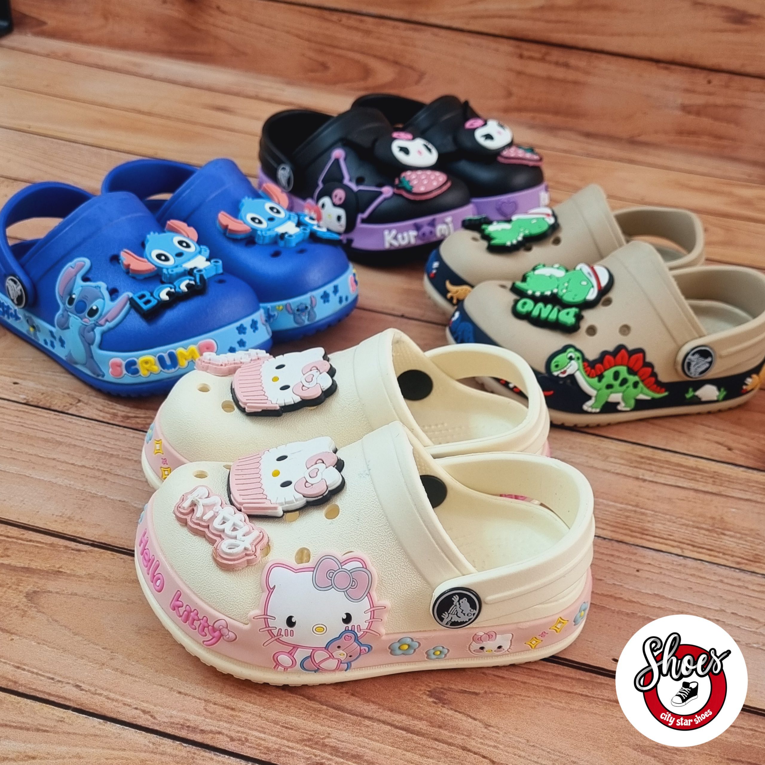 دمپایی کراکس استیکردار بندار کرومی دخترانه و پسرانه نرم و راحت